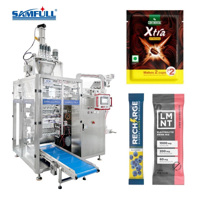 آلة تعبئة متعددة المسارات لتعبئة المساحيق